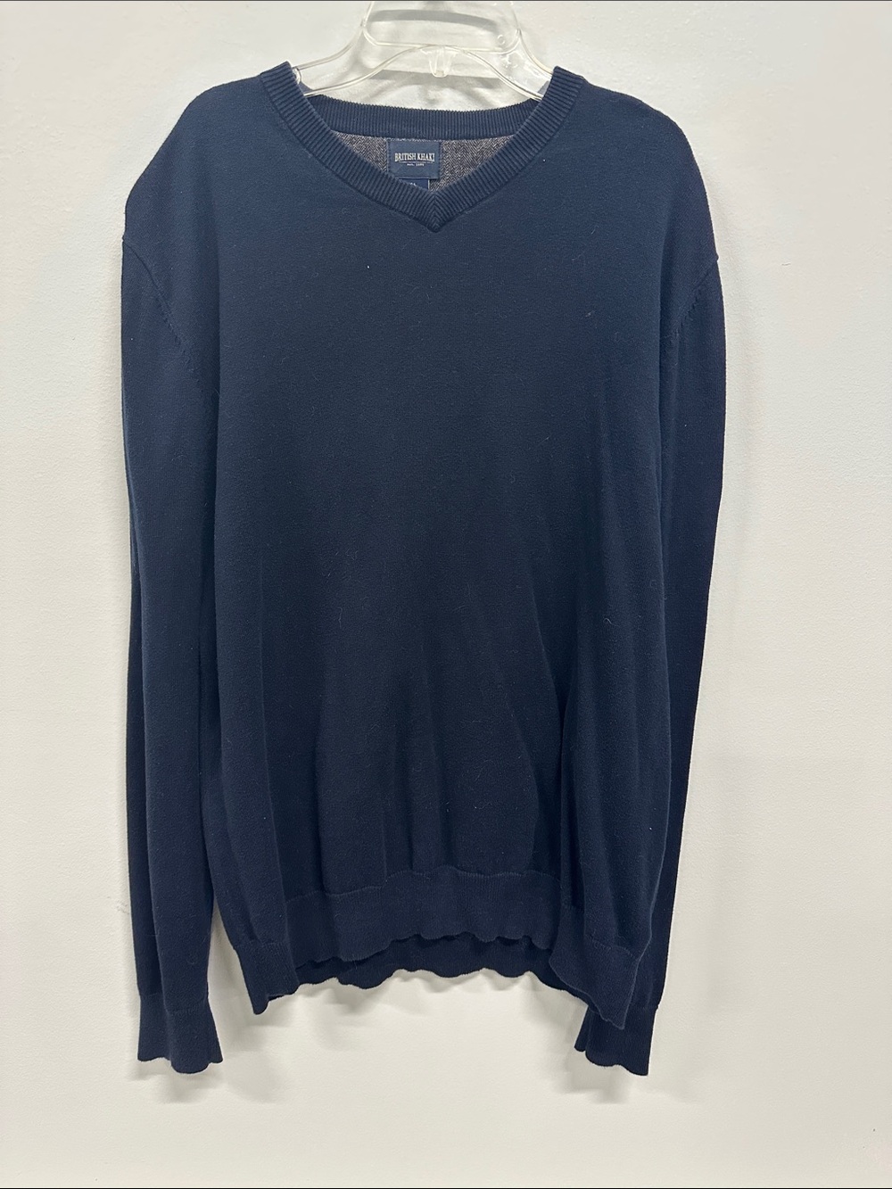 British Khaki Men's Navy V-Neck Sweater